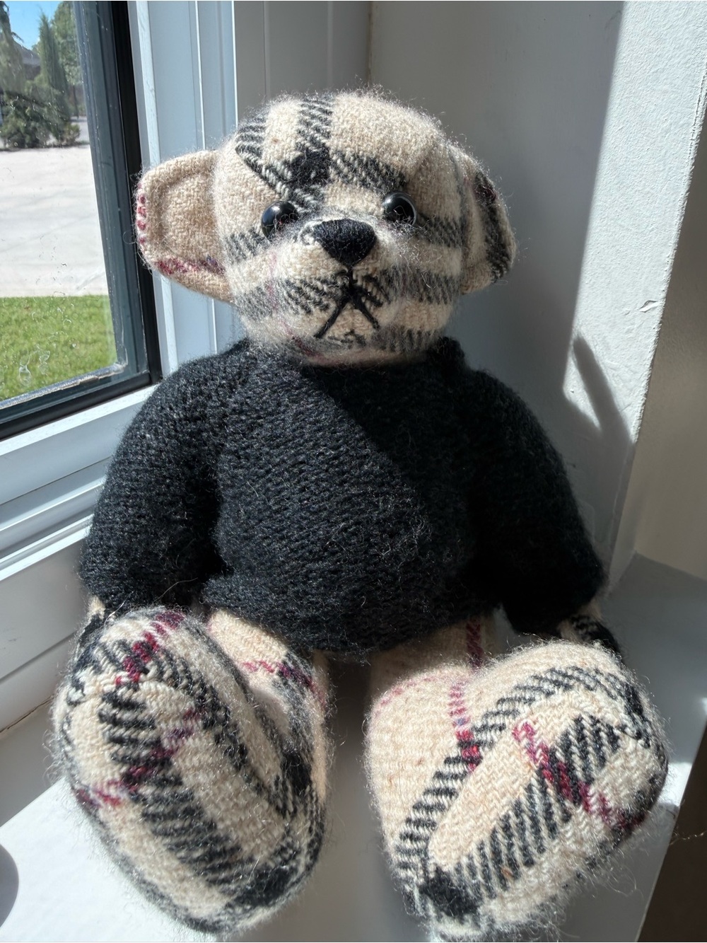 Burberry Plaid Plush Bear in Black Sweater